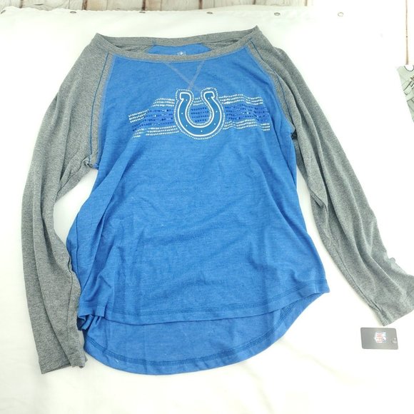 NFL Womens Blue Gray Indianapolis Lightweight Long Sleeve Activewear Top Size 1 - Picture 4 of 13